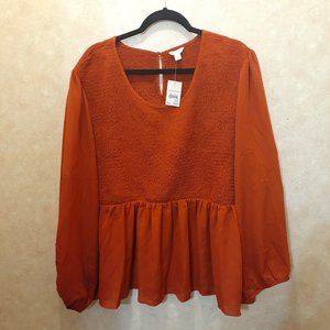 Orange Long Sleeve Blouse
